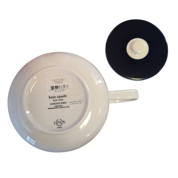 Kate Spade Lenox Charlotte Street White Blue Porcelain Tea Pot & Pink KS Box NWT - Picture 12 of 16